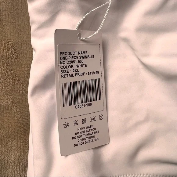 COLLOYES White Classic High-Cut Low Back V-Neck Thong One Piece - Size 2XL - Picture 12 of 13